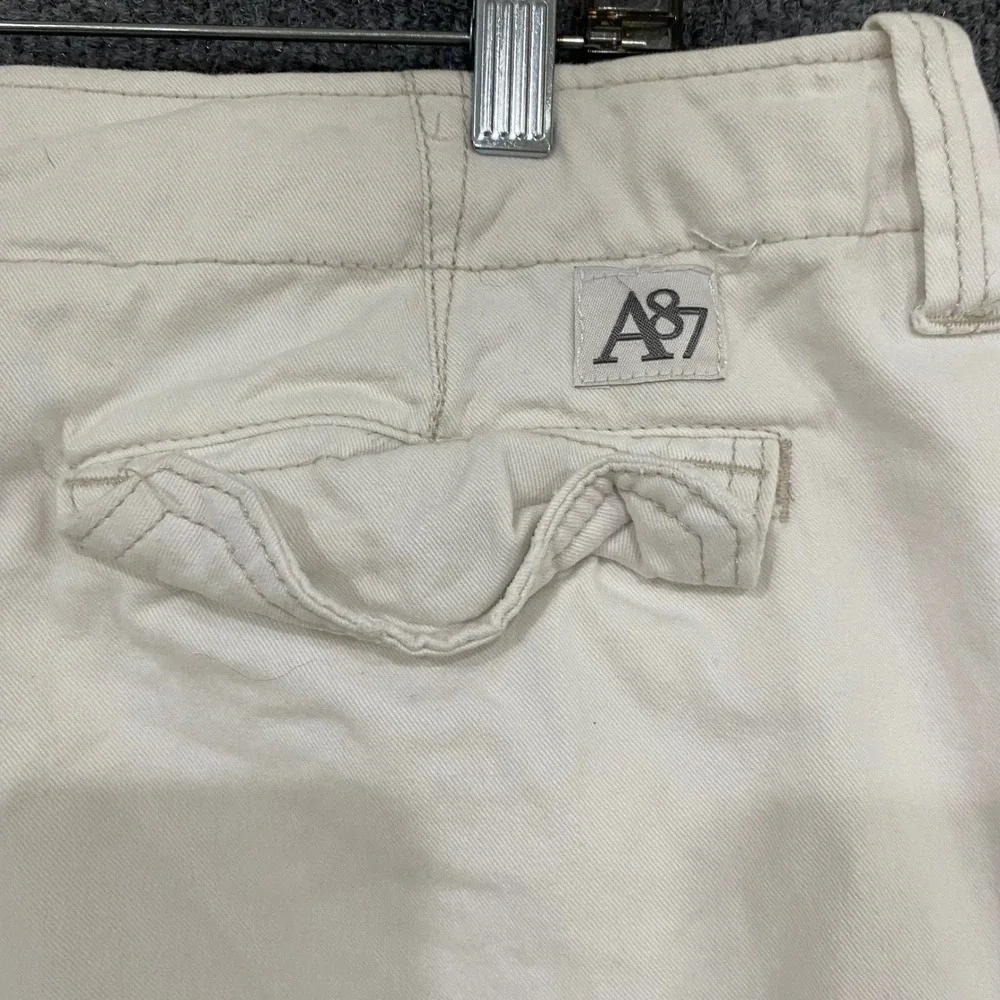 Aeropostale Mens Authentic Cargo Shorts Off White Cream Cotton Twill Size 38